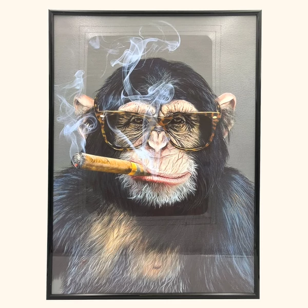 Szivarozó hipster majom kép - ajándék kiegészítő - ajándékcsomag rendelés - ajándék házhozszállítás