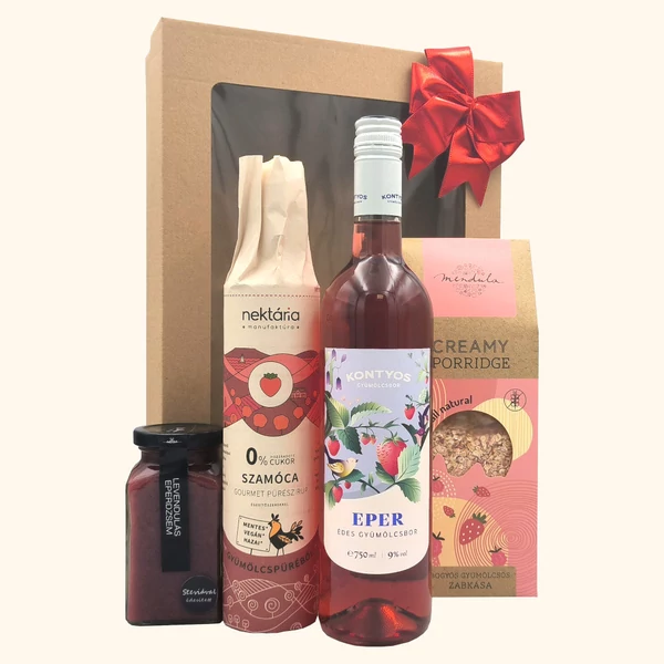 „Strawberry Dream„ gyümölcsbor ajándékcsomag rendelés - ajándék házhozszállítás