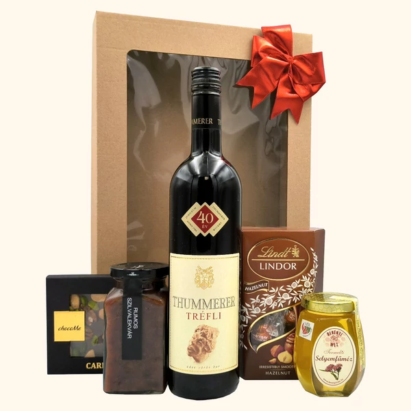 „Wine &amp;amp; Sweets - Red„ bor ajándékcsomag rendelés - ajándék házhozszállítás