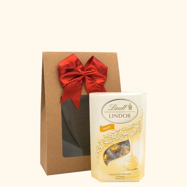 „Lindt Lindor White„ ajándékcsomag rendelés - ajándék házhozszállítás