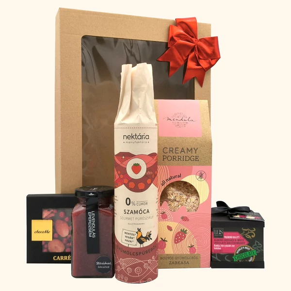 „Strawberry Delights„ ajándékcsomag rendelés - ajándék házhozszállítás